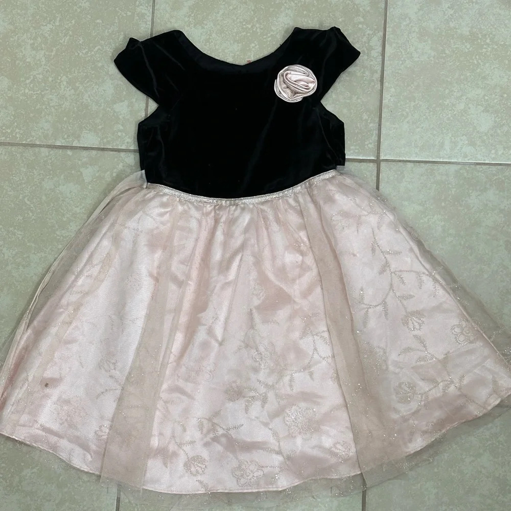 Jona Michelle Kids Party Formal Velvet Black/Pink tutu Girls Dress size 6‎